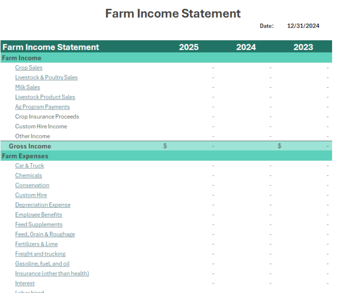 Farm Income Statement Template - Ag Learning Hub